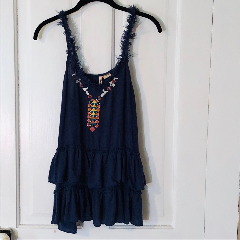 Navy Blue Boho Tank Sz Large